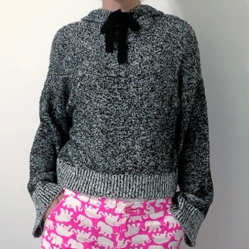 Ruby Moon Black and White with hood Bell long sleeve with bow Sweater size S